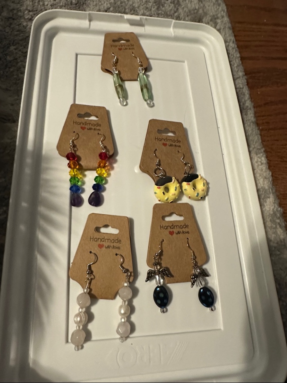 Handmade Assorted Earrings Set - Yellow, Rainbow, Green, White, Black Bundle